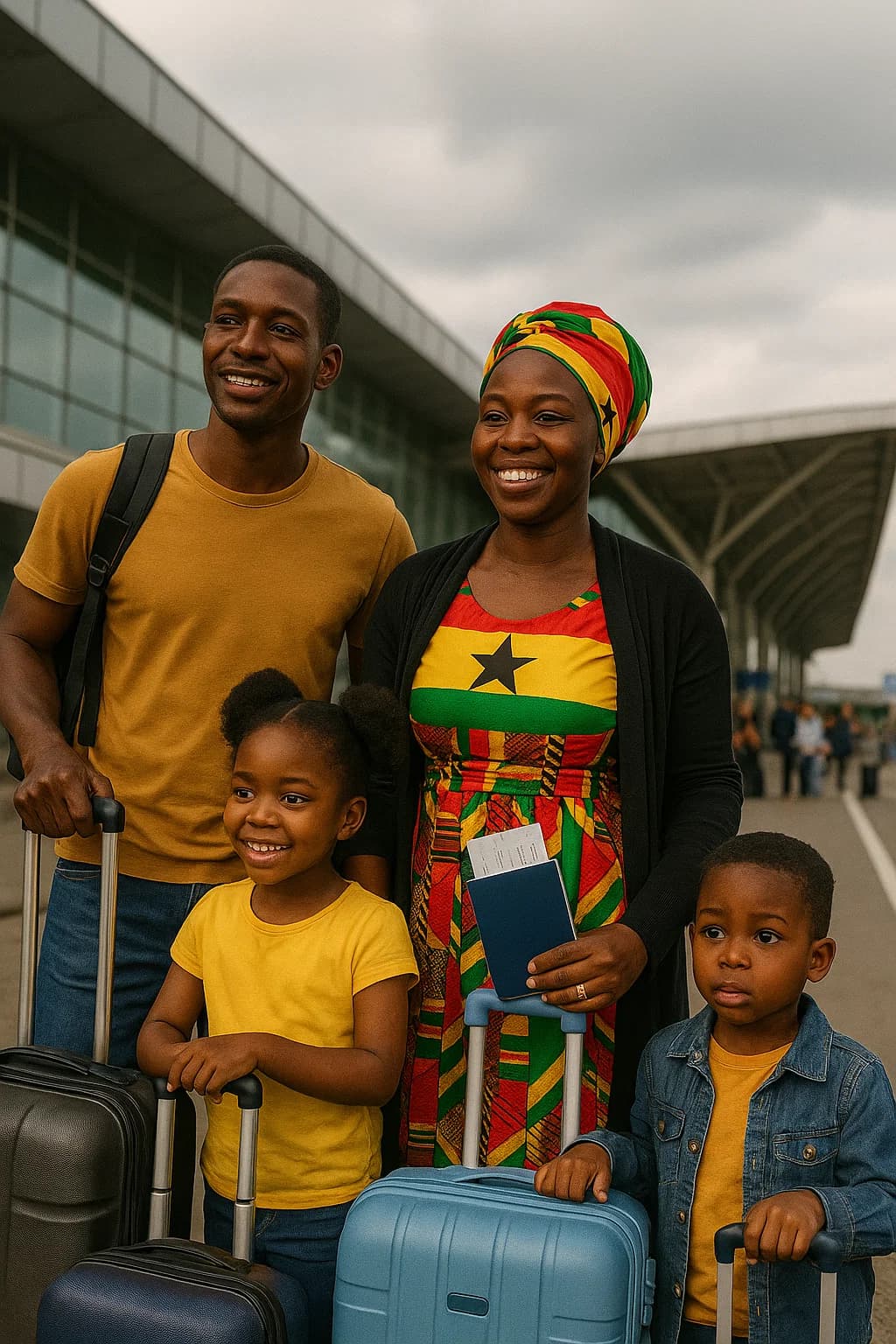Smiling couple at the airport